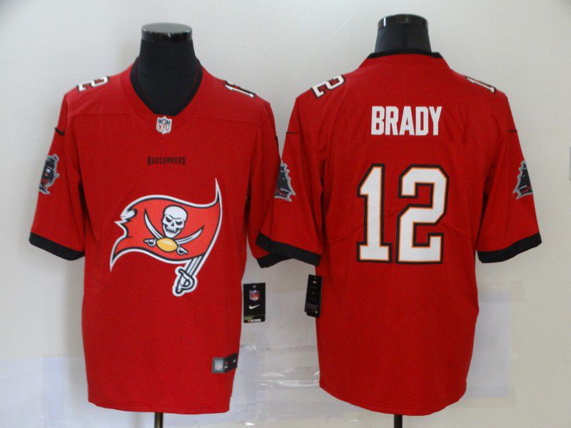 Men Tampa Bay Buccaneers #12 Brady Red Nike Team logo fashion NFL Jersey->chicago bears->NFL Jersey